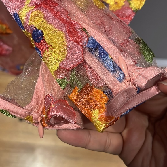 For Love & Lemons Percy Mini Dress in Multicolor  
embroidered floral accents - Picture 9 of 15